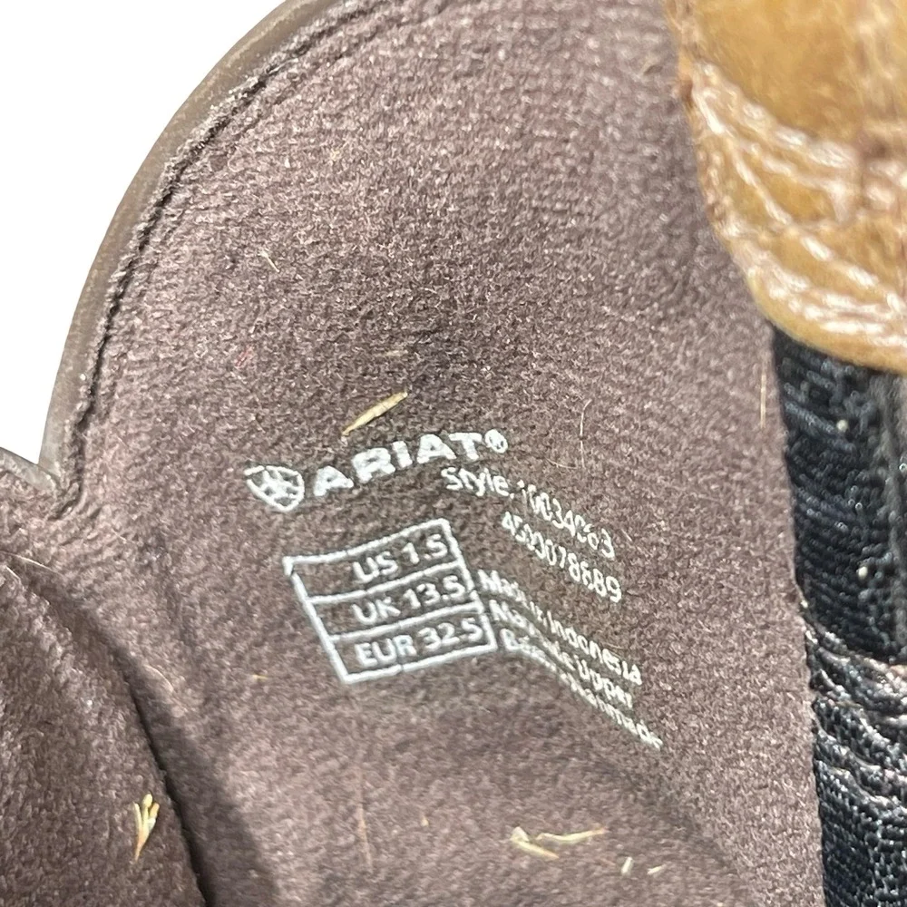 Ariat Kids Western Boots Tan Leather Desert Bronco Sun Square Toe  Sz 1.5
